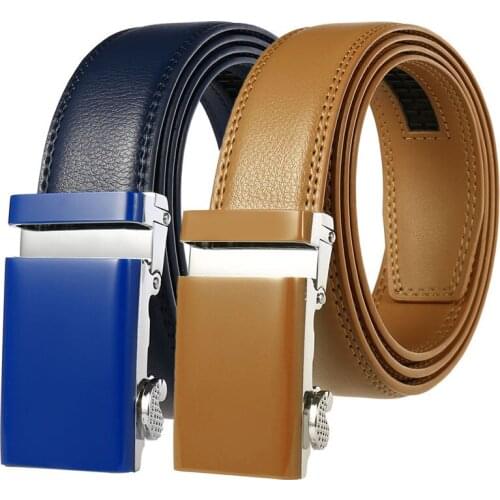 New Design Men Belts Genuine Leather Automatic Buckle Ratchet Strap White Blue Red Black Khaki High Quality 3.1cm Strap Gift