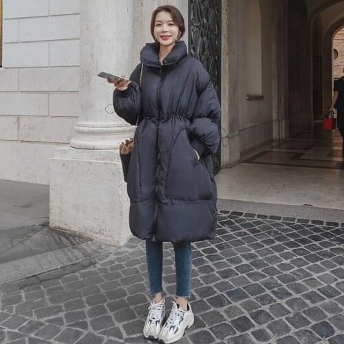Autumn Winter Fad Female Oversized Coat Down Mid-Length Waist Trimming New Vogue Thick Warm Loose Casual Womens Jackets Warm