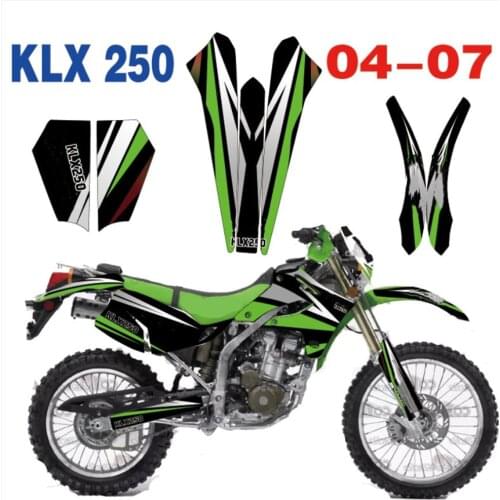 Complete Set of stickers Free Customized Numbers GRAPHICS DECALS For Kawasaki KLX250 KL250X KLX 250 250KLX 2004 2005 2006 2007