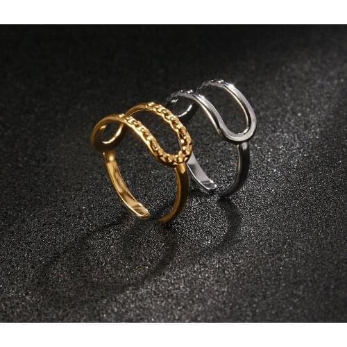 Adjustable Opening 316L Stainless Steel Ring for Women Men Simple Gold/Silver Jewelry For Girls Couple Engagement Ring