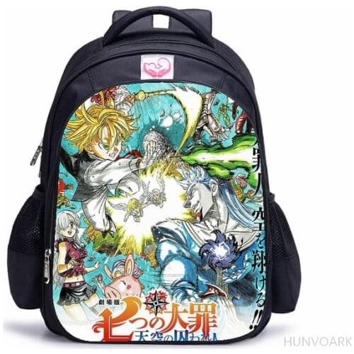 16 Inch Anime The Seven Deadly Sins Children School Bag Orthopedic Backpack Boy Girl Nanatsu No Taizai Meliodas Mochila Infantil
