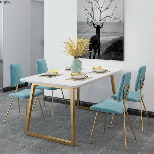 Modern Backrest Flannel Dining Chair Light Luxury Nordic Leisure Dining Stool Cafe Dining Room Furniture Iron Nail Chair L