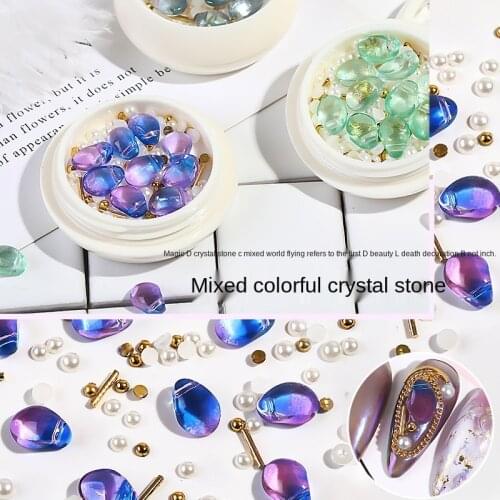 1Jar Manicure Jewelry Rhinestone,Nail Art Decorations Ornaments Charms Crystal/Pearl/Steel Ball/Rivet Mixed DIY Accessories#dxm7