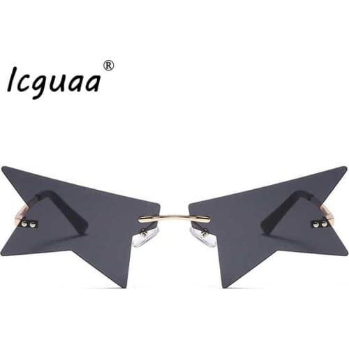 Unique Personality Rimless Half Star Sunglasses Fashion Gradient Polygonal Farmless Punk Shades Eyeglasses UV400