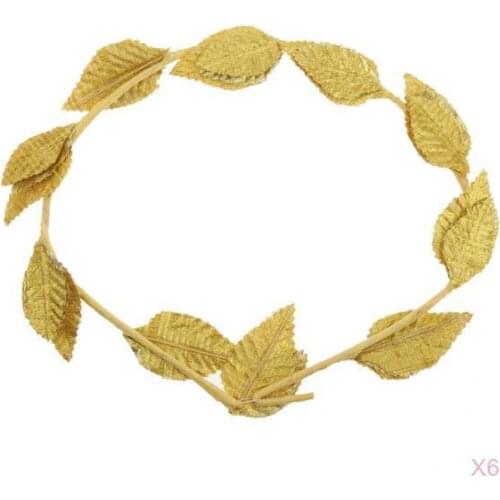 6pcs Womens Costume Greek Roman Laurel Wreath Gold Leaves Headband Toga Fancy Dress Headpiece