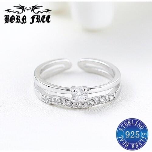 Silver 925 rings for women finger zircon ring open set anillos mujer bague fine jewelry joyas de plata 925 ringen joyas luxury