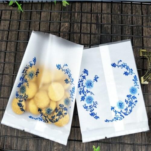 1000pcs Flowers translucent white plastic bag heat seal sealing pocket candy cookies gift packaging bags wholesale organizer