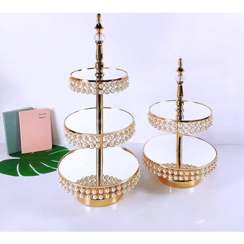 2-3 Tier Gold Silver Electroplate Metal Cake Stand Set Display Wedding Birthday Party Dessert Cupcake Plate Rack