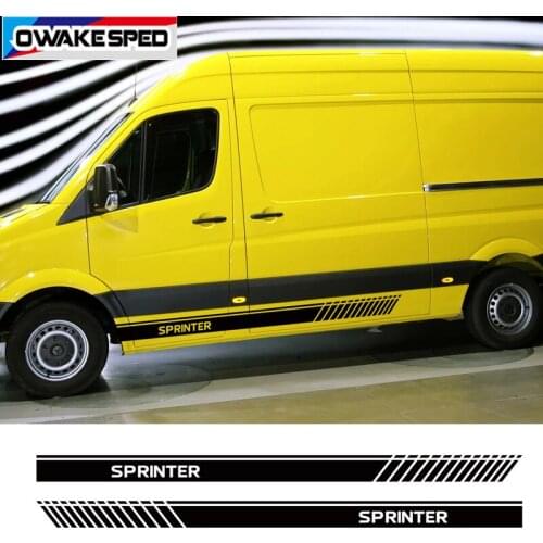2PCS Auto Door Side Stripes Skirt Stickers Car Body Decor Sticker Sport Styling For-Mercedes Benz Sprinter Vinyl Decals