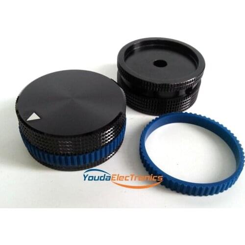 2PCs Black Blue 40X18 mm Aluminium HIFI AMP volume Control potentiometer Knob 6.0mm hole
