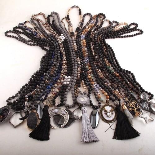 RH Wholesale 20pc Black Mix Color Necklace Fashion Boho Jewelry Handmade Women Bohemian necklaces Gift
