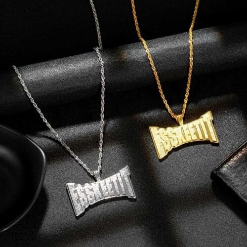 2020 New Nightclub Frosted Letter ESSKEETIT Long Chain Pendant Necklace Personality Mens Hip Hop Rock Charm Necklace Gifts