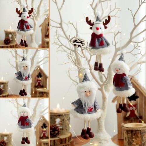 2021 Christmas Santa Snowman Elk Dolls Xmas Tree Plush Toy Ornament Christmas Party Home Pendant NOV99