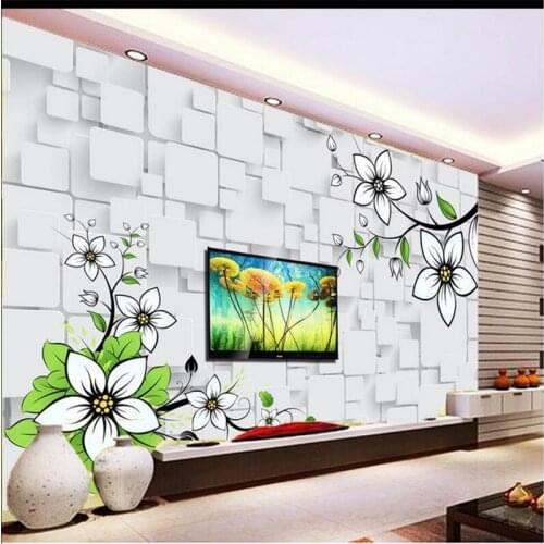 Beibehang 3d stereoscopic flower murals Chinese TV backdrop brick wallpaper living room bedroom murals papel de parede