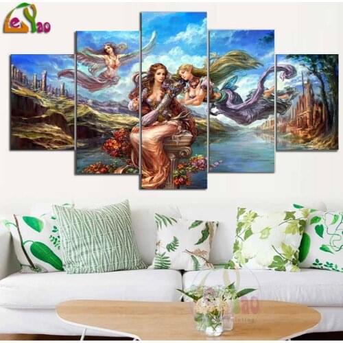 5D DIY Diamond Painting Goddess Angel Full Square Diamond Embroidery Fantasy Girl 5 pieces Rhinestones multi-Pictures Crafts Kit