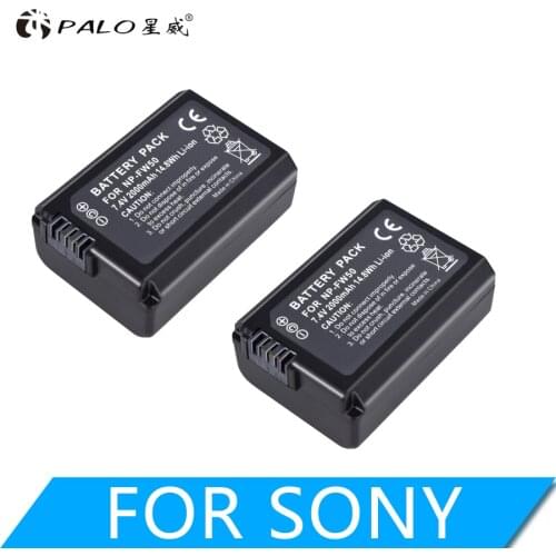 PALO 2PCS2000mAh NP-FW50 NP FW50 Battery AKKU For Sony NEX-7 NEX-5N NEX-5R NEX-F3 NEX-3D Alpha a5000 a6000 DSC-RX10 Alpha 7 a7II
