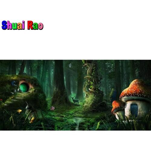 Fantasy fairytale forest DIY Diamond Painting mosaic full drill cartoon mushroom house landscape diamond embroidery icon decor