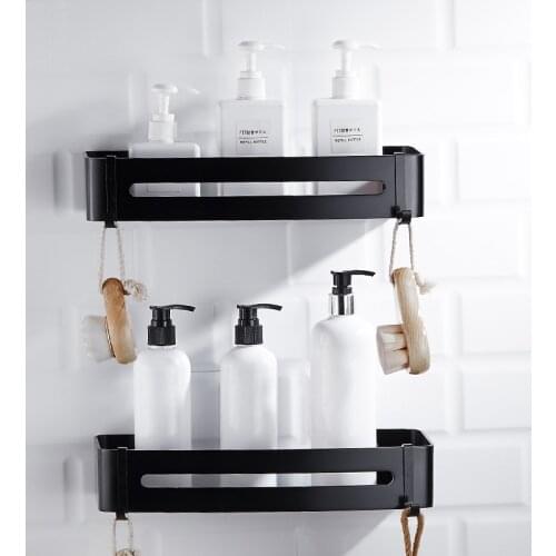 1/2/3 Layer Antique Space Aluminum Corner Shelf Shower Shampoo Soap Cosmetic Shelves Shower Caddy Basket Black Bathroom Shelf