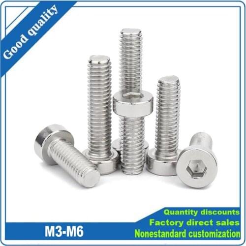 10/50pcs 304 A2-70 stainless steel DIN7984 Hex Hexagon Socket Thin Low Profile Head Allen Cap Screw Bolt M3 M4 M5 M6 M8 M10 M12