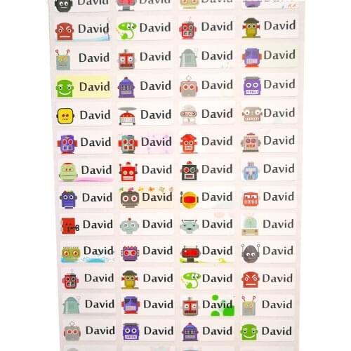 Children Stickers Boy Robot Name Stickers Customize Sticker Customize Decal Waterproof Label School Stationery Camp Tags