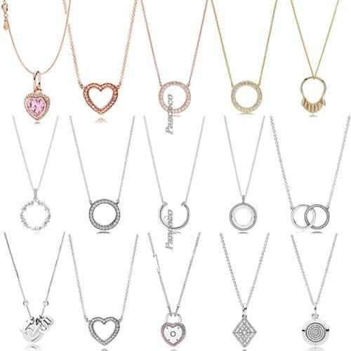 925 Sterling Silver Accented Circular Hearts Of Collier With Crystal Necklace For Women Wedding Party Fashion Jewelry