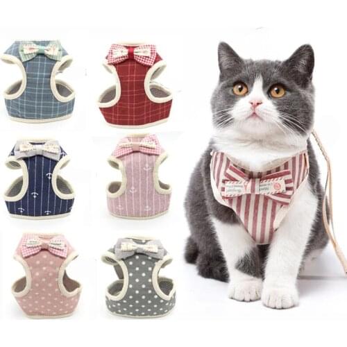 Cute dog Cat Harness and Leash Set Nylon Mesh Pet Puppy Harness Lead Cat Collar Clothes Vest For Small Cats Kitten Pet Supplies