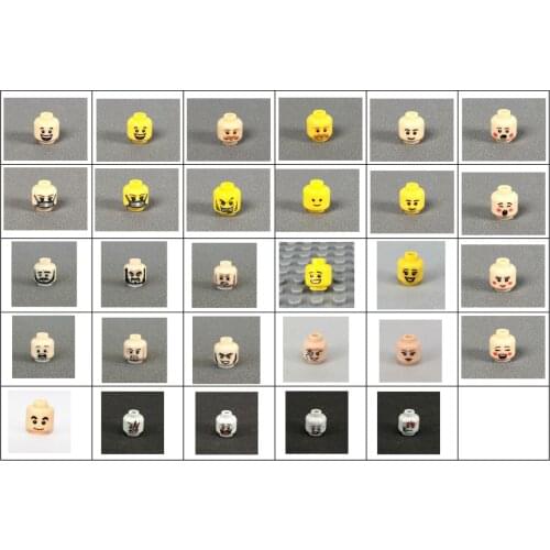 50pcs/lot MOC Bricks Male and Female figure Head Face Expression DIY Mini Dolls Building blocks bricks toys for children gifts