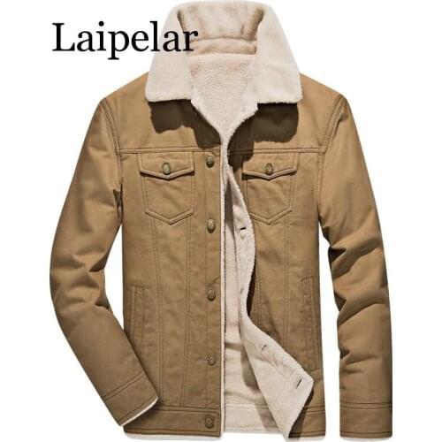 Laipelar New Winter Mens Warm Cargo Jackets Fleece Lined Coats For Male Outwear Wear Plus Size M-4XL