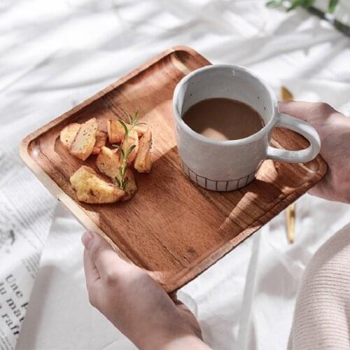 Lovesickness Wood Solid Wooden Pan Whole Wood Plate Fruit Dishes Saucer Tea Tray Dessert Rectangle Food Plate Tableware Utensils