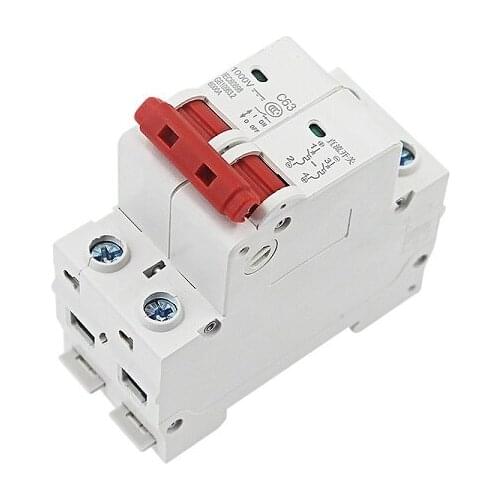 DC Switch Solar Mini Circuit Breaker Overload Protection Switch 2P DC1000V 6A/10A/16A/20A/25A/32A/40A/50A/63A MCB