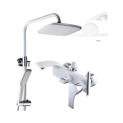 Fashion Style White Shower Faucet Cold and Hot Water Mixer Single Handle Adjustable rain Bathtub Shower taps