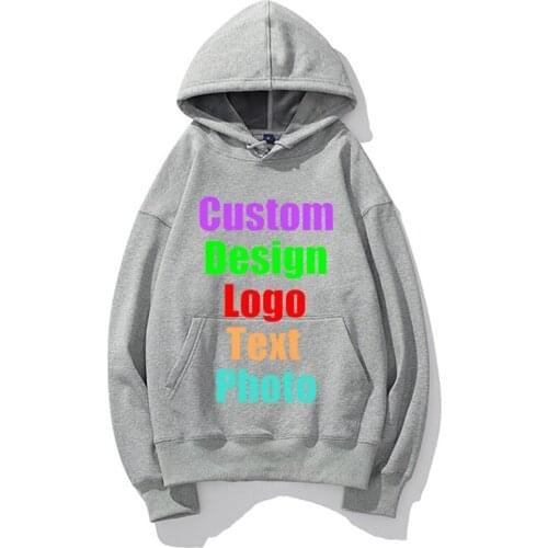 Customize your LOGO mens winter plus velvet winter warm hooded mens sweater large size black shirt men