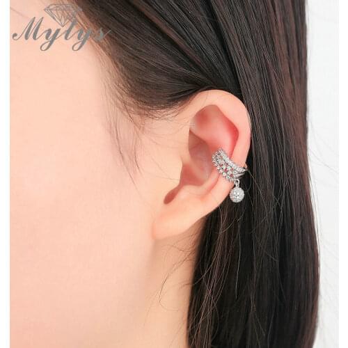 Mytys 925 Sterling Silver Clip Earrings No Pierced Earcuff Ear Clip Earrings Without Piercing Silver Non-piercing Brincos CE401