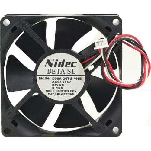 Nidec D08A-24TU /41B 80x80x25mm 8cm DC 24V 0.10A 3 Line Server Square Axial Cooling Fan