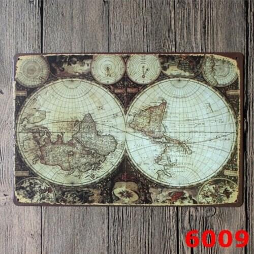 Tin Sign Wall Decor Retro Metal Bar Poster Beer Old Ancient World Map Globe 20x30CM