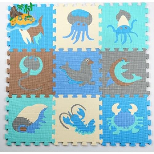 Marine Life Puzzle Baby EVA Foam Game Puzzle Mat 9 Pieces/hand Interlocking Sports Tile Floor Carpet and Childrens Carpet