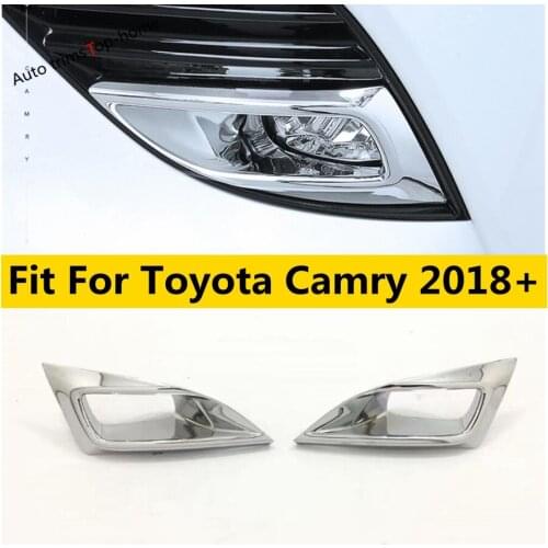 Yimaautotrims Front Head Fog Lights Lamp Protector Cover Trim 2 Pcs For Toyota Camry 2018 2019 2020 2021 / ABS Chromium Styling