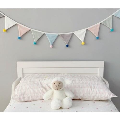 Plush Hanging Pennant Household Nordic Style Childrens Room Decoration Solid Color Fabric Art Photo Props Creative Simple Flag