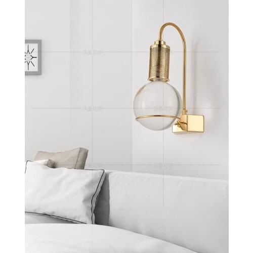 Postmodern creative crystal ball wall lamp Nordic living room TV background bedroom bedside simple atmospheric lamps