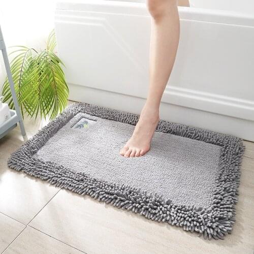 Simple solid color cotton chenille floor mat door mat household bedroom kitchen door absorbent bathroom non-slip floor mat