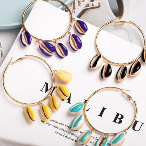 YDGY exaggerated color oil dripping natural conch shell earrings
