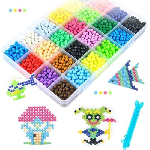 24 colors 6000pcs Refill beads puzzle Crystal DIY water spray beads set ball games 3D handmade magic toys for children