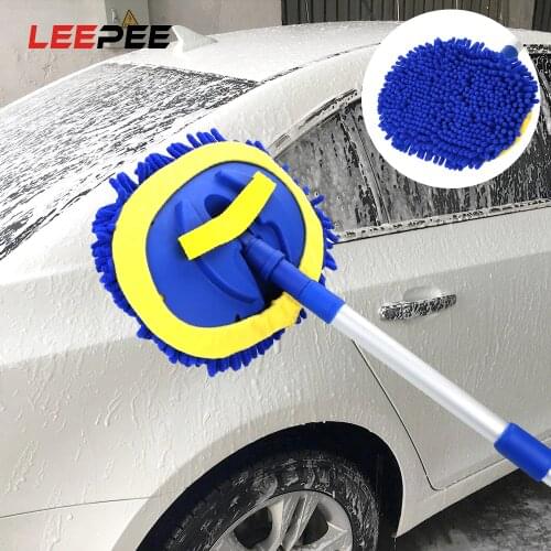 LEEPEE Car Wash Brush Cleaning Mop Car Cleaning Tools Telescoping Long Handle Chenille Broom Car Cleaning Brush