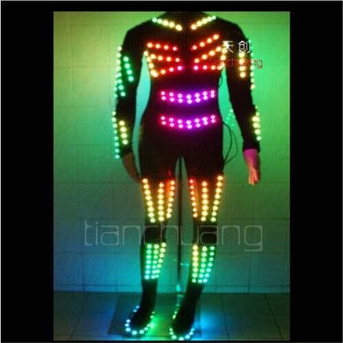 TC-69 Programmable Full color colorful light led dance costumes party wears robot men dj clothe ballroom dance singer dj dress