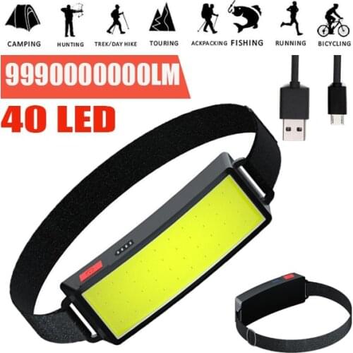 High Quality USB Rechargeable COB Headlamp LED Light Fishing Headlight Hunting Head Lamp Camping Head Torch Light