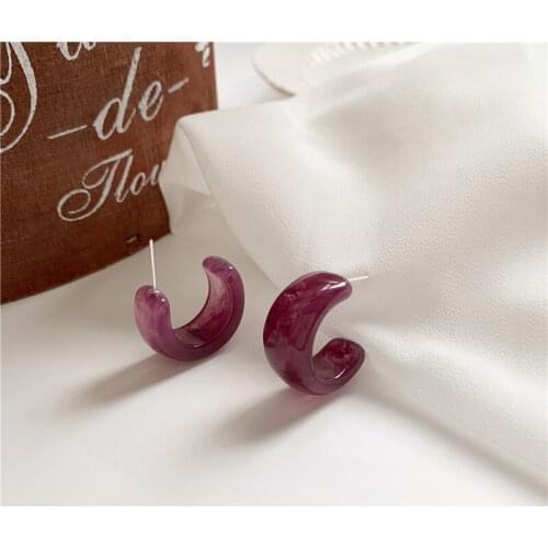 Trendy Resin Red Round Hoop Earrings for Women Accessories Korean Summer Drop Earring Fashion Jewelry Female 2021 New