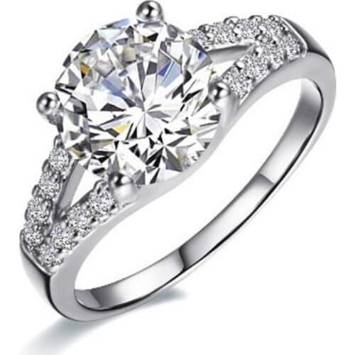 2 Carat Pure 14K Gold Round Brilliant A-OK Simulate Diamond Women Wedding Ring Top Brand Style Permanent Quality Ring