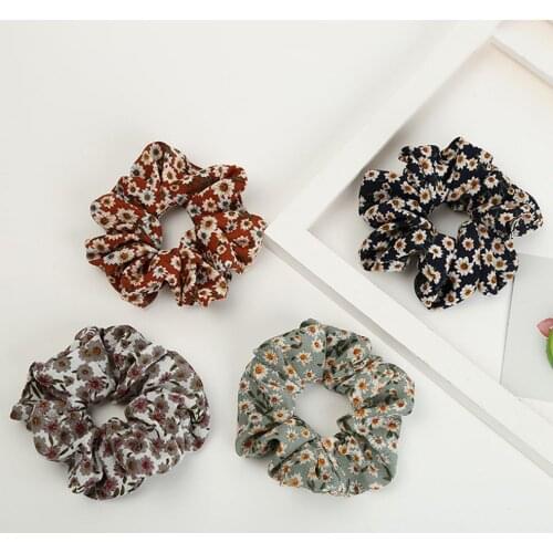 1 PC Women Floral Print Hair bands Girls Lovely Hair Scrunchies Ponytail Holder Hair Rope Tie Rubber Bands headband Accessories
