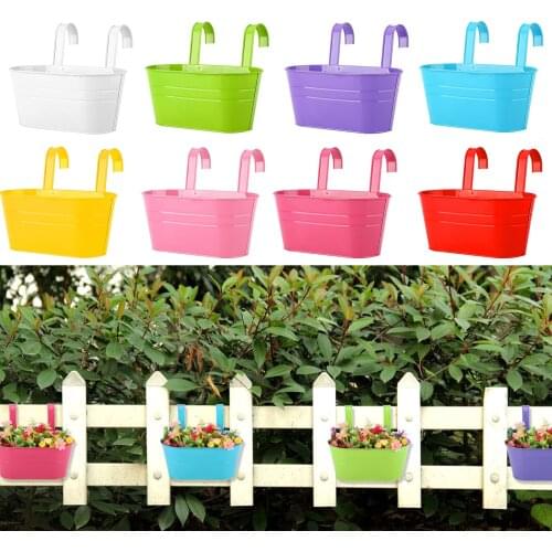 2pcs Hanging Flower Pots Metal Hooks Balcony Plant Holder Garden Tool Iron For Railing Fence Detachable Home Decor