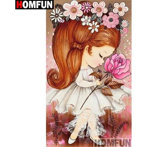 HOMFUN Full Square/Round Drill 5D DIY Diamond Painting "Cartoon girl" Embroidery Cross Stitch 5D Home Decor Gift A14587